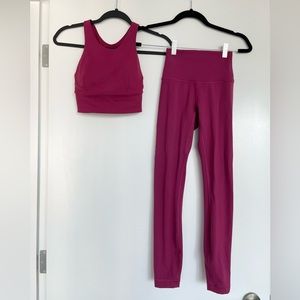 Lululemon workout set - Wunder leggings + Wunder Train Sports Bra - in Deep Luxe